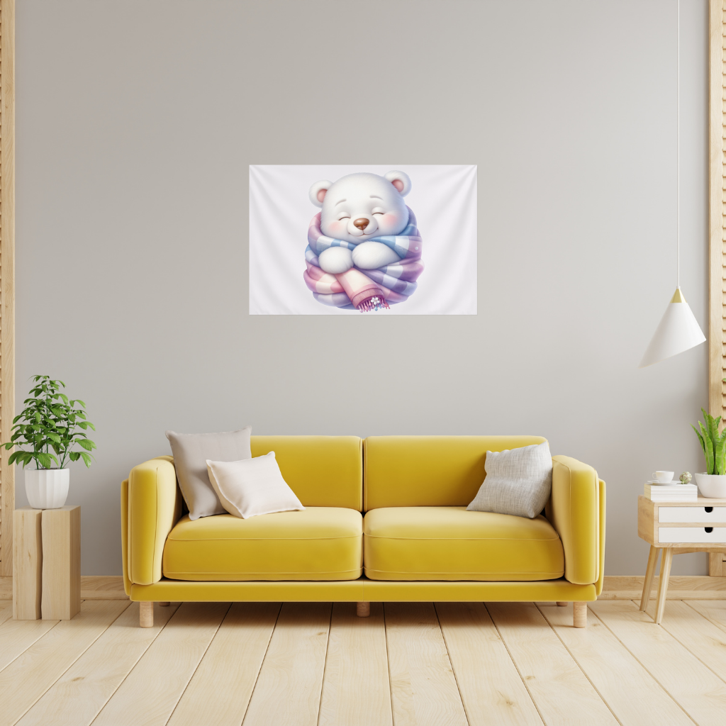 Cozy Sleepy Polar Bear Cub Wall Tapestry