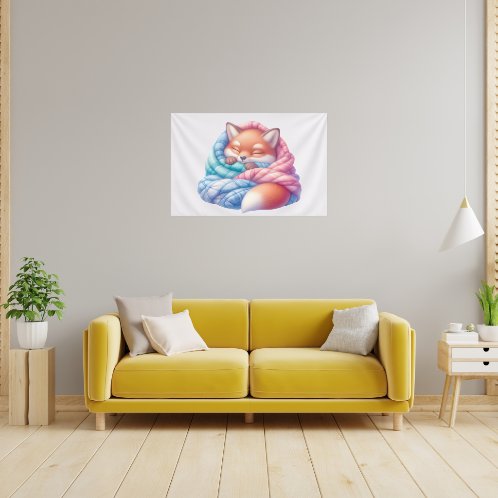 Sleeping Fox Knitted Blanket Wall Tapestry