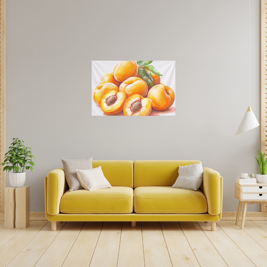 Watercolor Apricot and Leaves Wall Tapestry