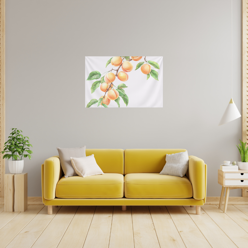 Ripe Orange Apricot Fruit Branch Wall Tapestry