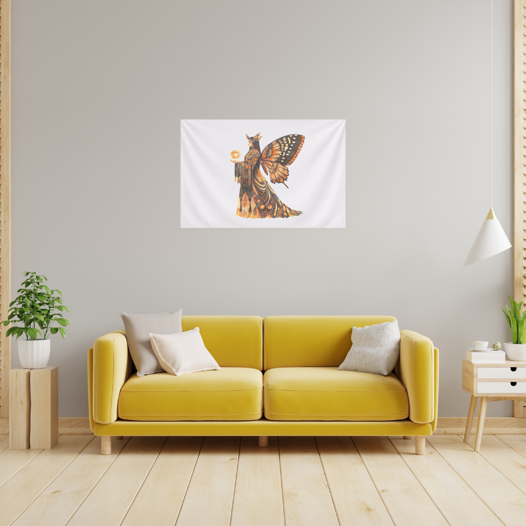 Monarch Kelebek Kanatlı Tanrıça Duvar Örtüsü