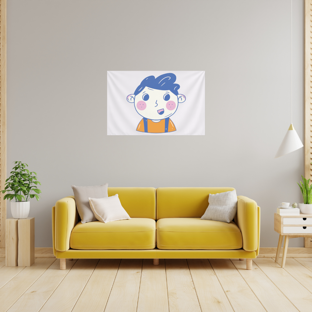 Cute Smiling Boy with Blue Hair 