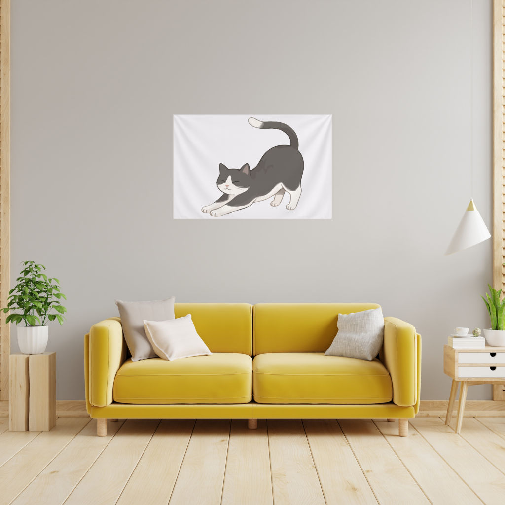 Stretching Tuxedo Cat 