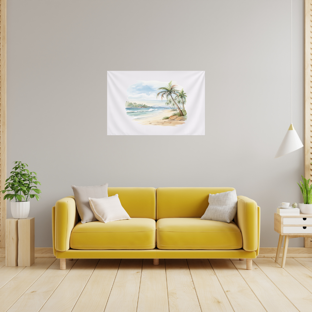 Tropical Palm Tree Beach Wall Tapestry
