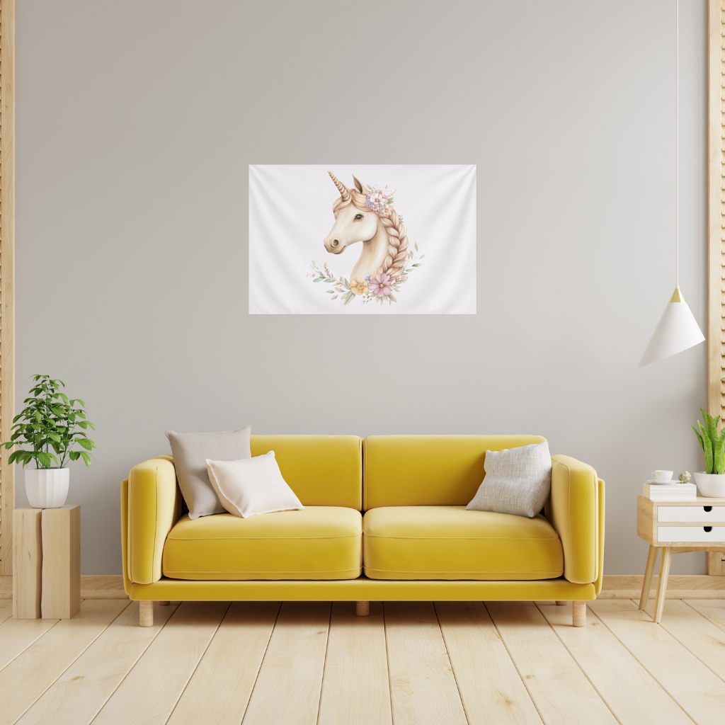 Cottagecore Floral Unicorn Wall Tapestry