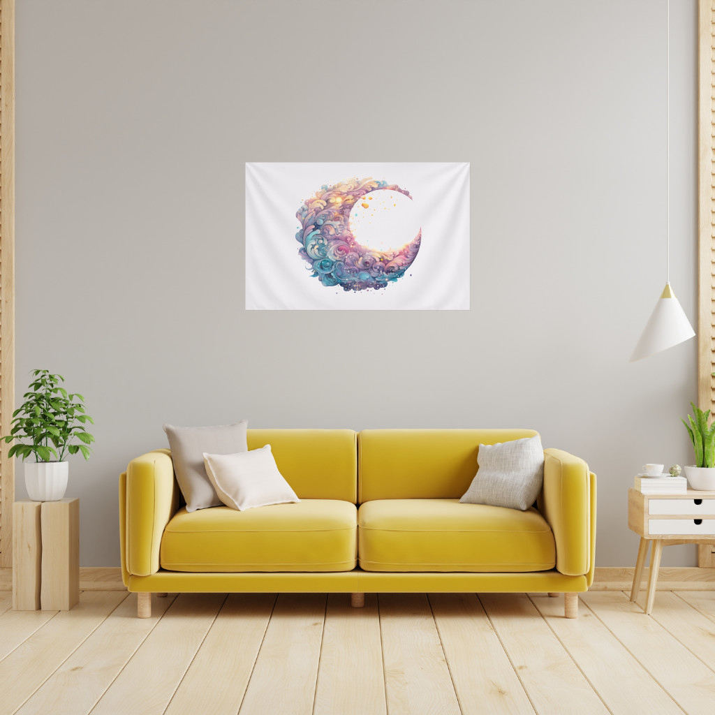Colorful Swirled Celestial Moon Wall Tapestry