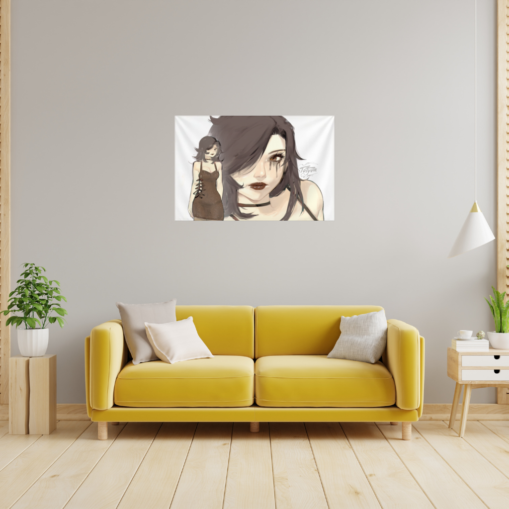 Goth Anime Girl Wall Tapestry
