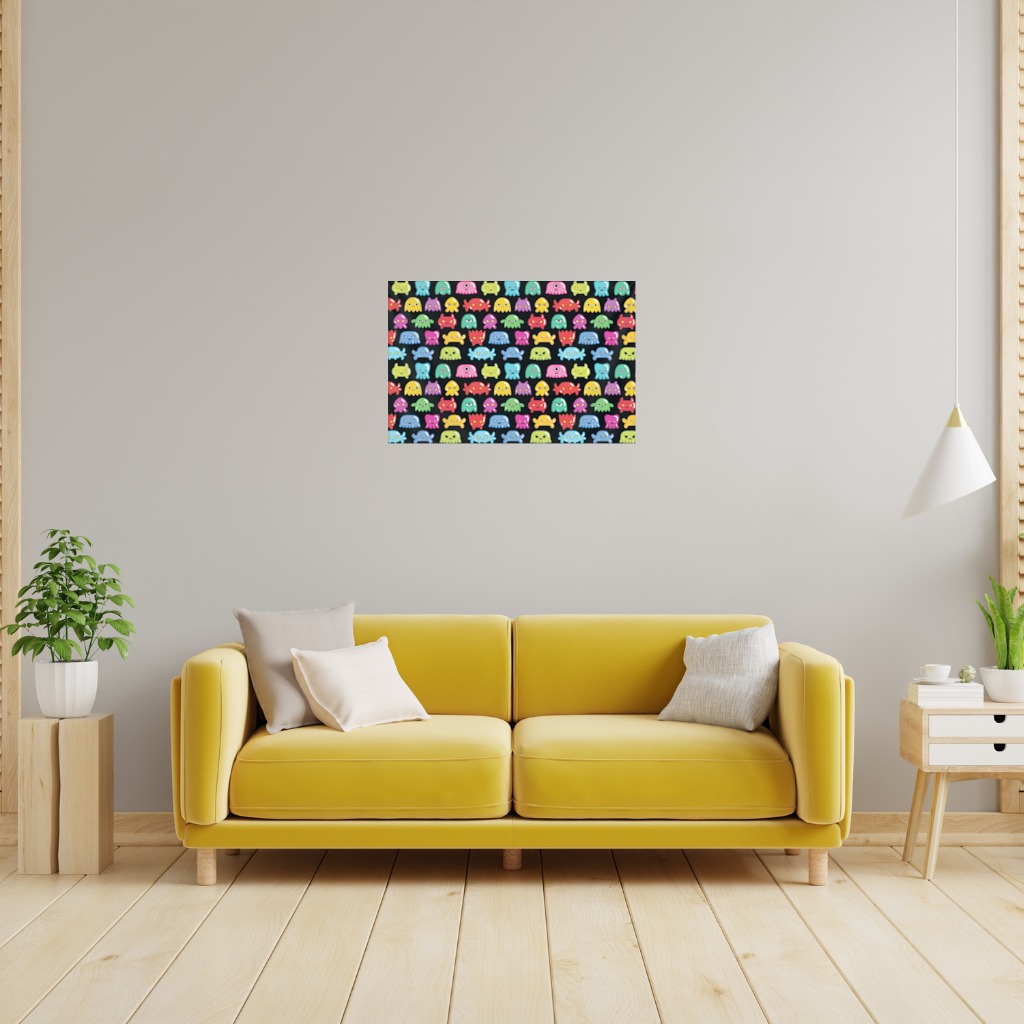 Cute Colorful Monsters Seamless Pattern Wall Tapestry