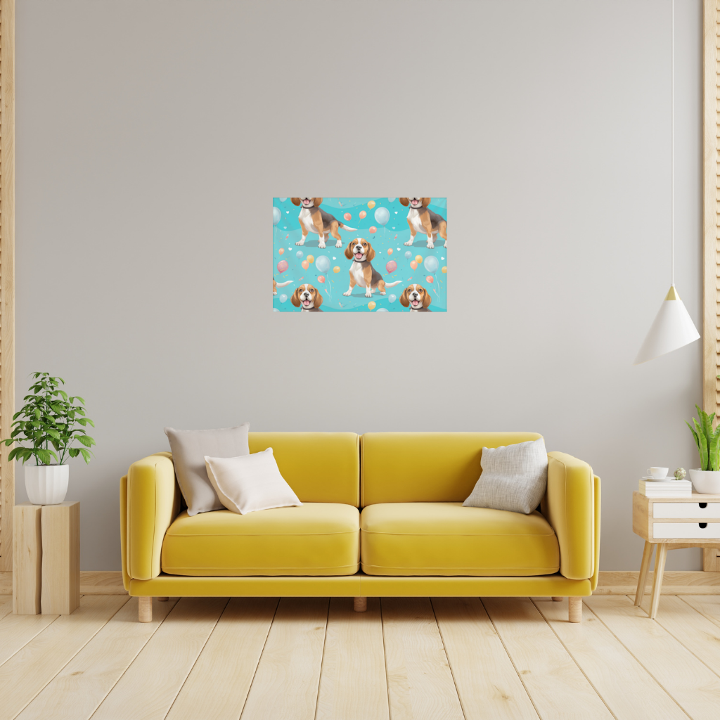 Cute Beagle Dog and Colorful Balloons Seamless Pattern Wall Tapestry