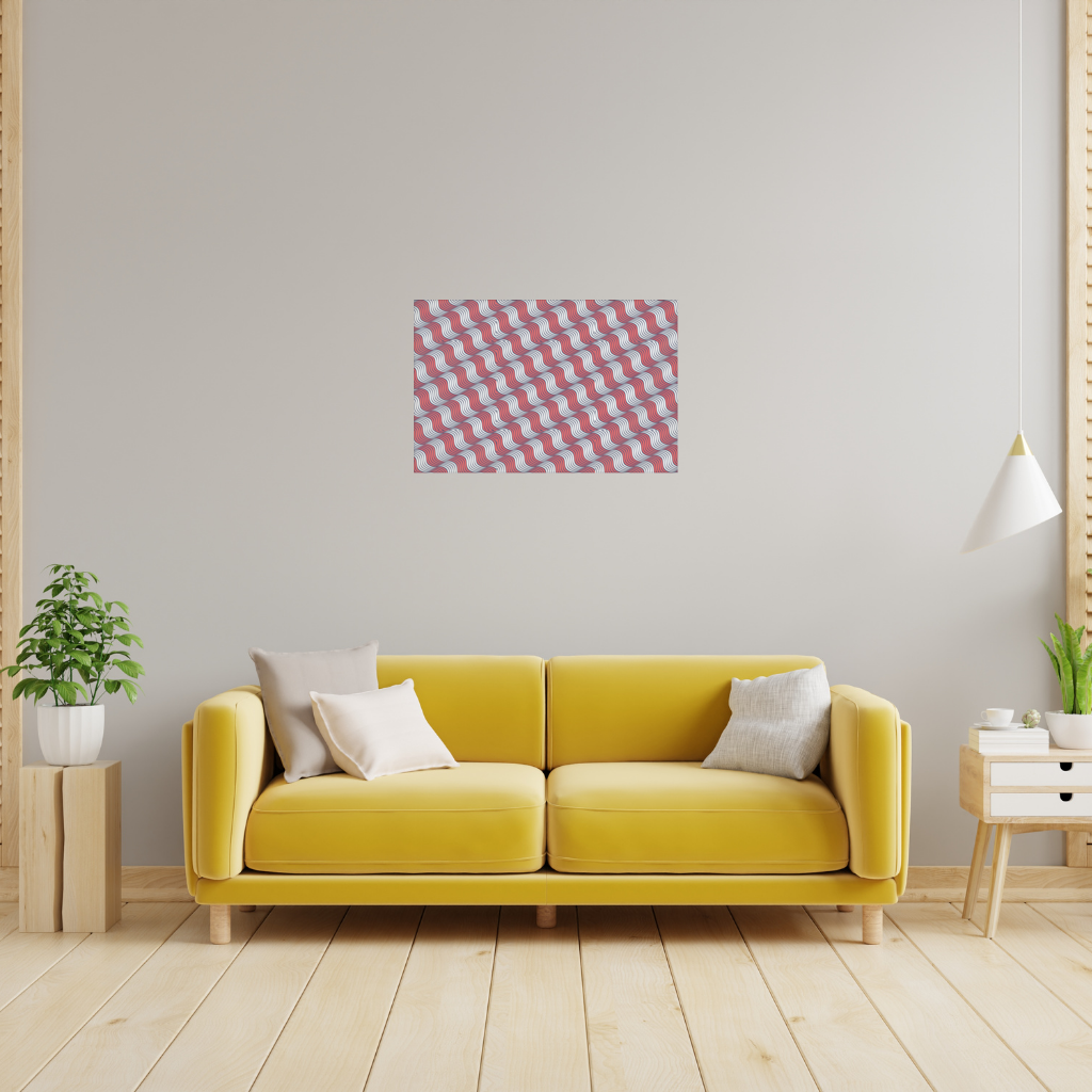 Red and Navy Wavy Line Pattern Wall Tapestry