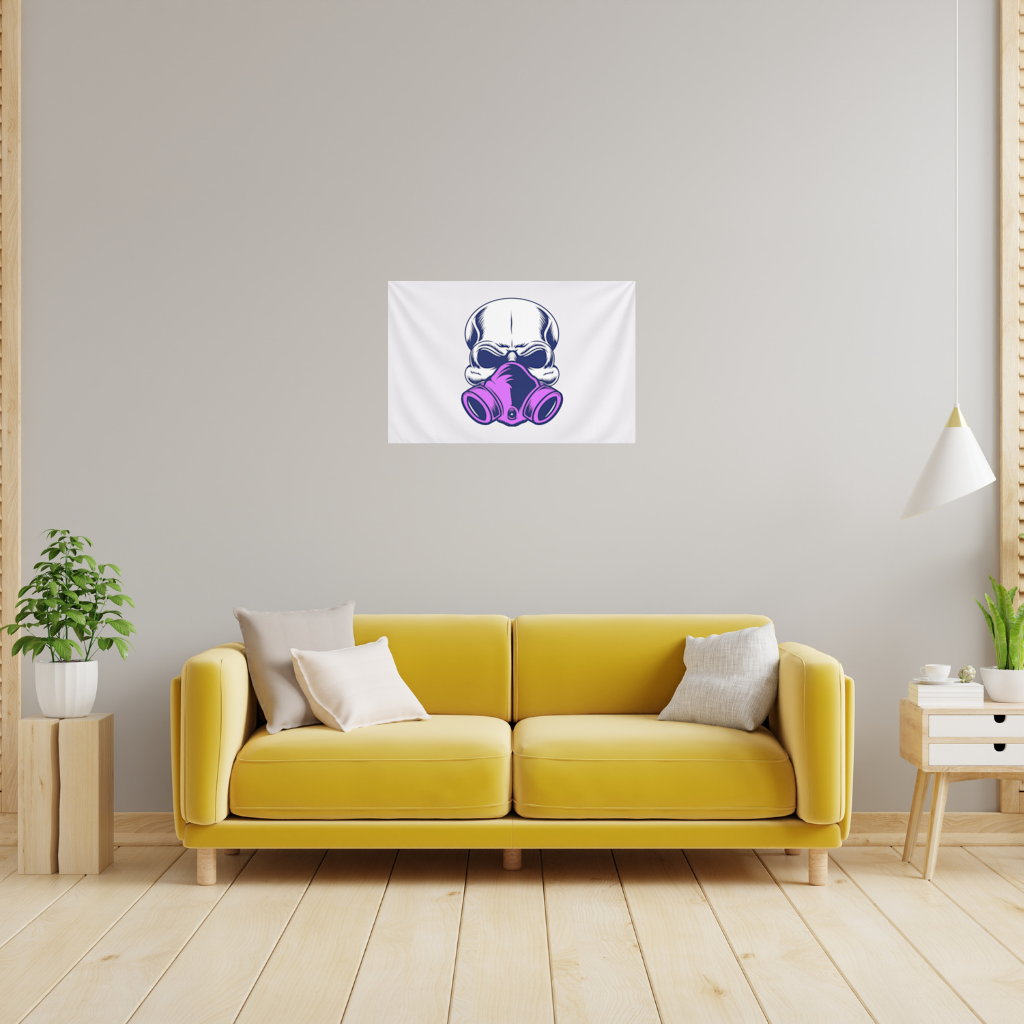 Skull with Gas Mask Illustration Modern and Edgy Design Wall Tapestry