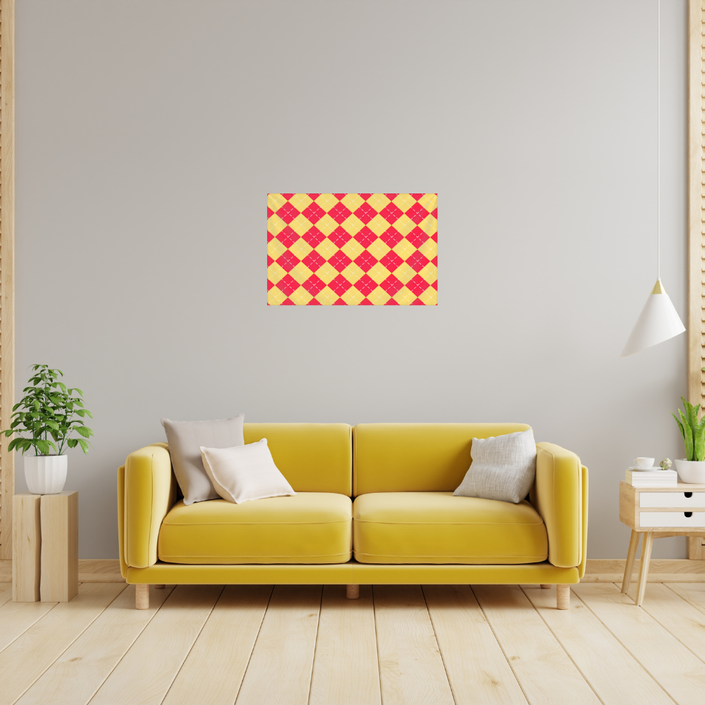 Red and Yellow Argyle Geometric Pattern Background Wall Tapestry