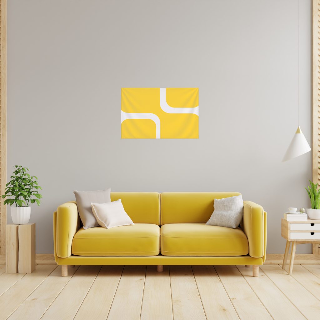 Yellow Geometric Labyrinth and Modern Abstract Pattern Wall Tapestry