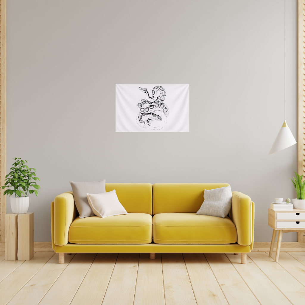 Detailed Vintage Rattlesnake Illustration Wall Tapestry