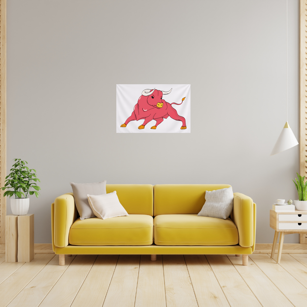 Spanish Red Bull Illustration Inspired by Matador Theme Wall Tapestry