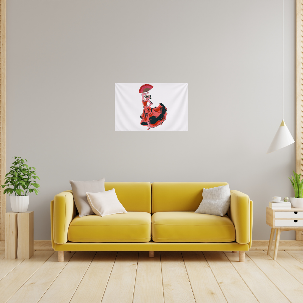 Flamenco Dancer with Fan Illustration Wall Tapestry