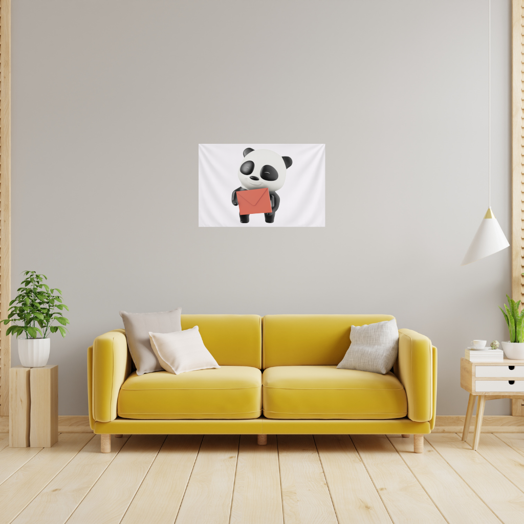 Happy Panda Character Holding Red Envelope Wall Tapestry