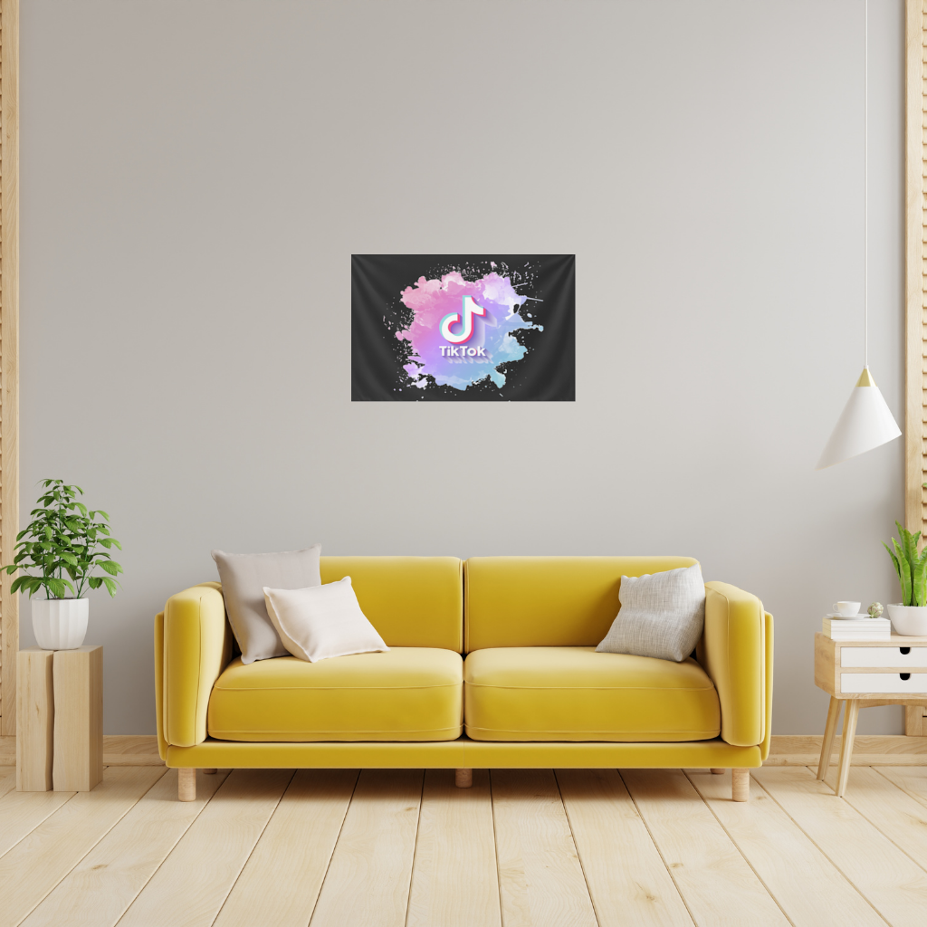 TikTok Logo with Watercolor Effect Wall Tapestry