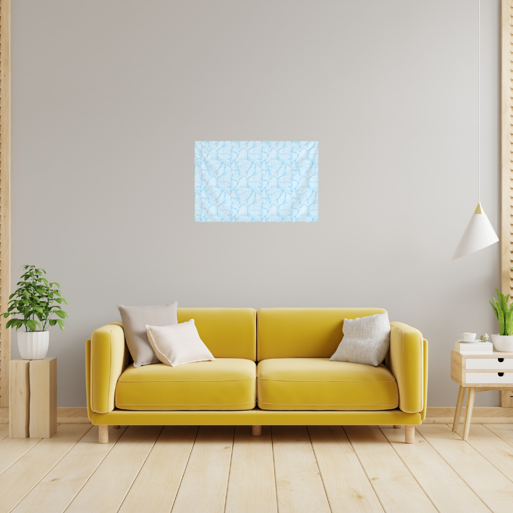 Blue Wavy Linear Abstract Pattern Wall Tapestry
