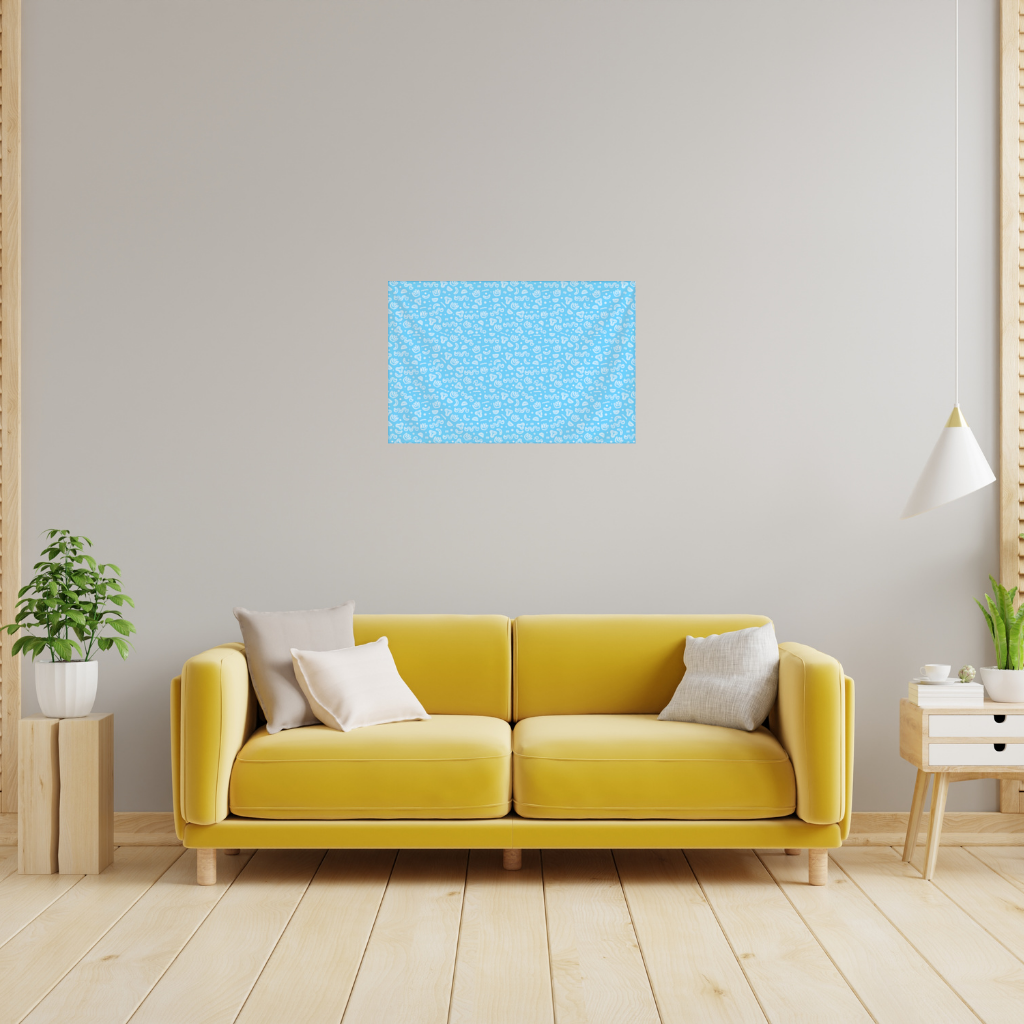 Blue Abstract Doodle Wall Tapestry