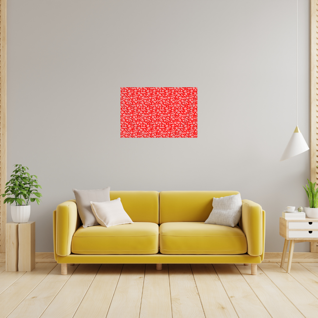 Red Abstract Doodle Wall Tapestry