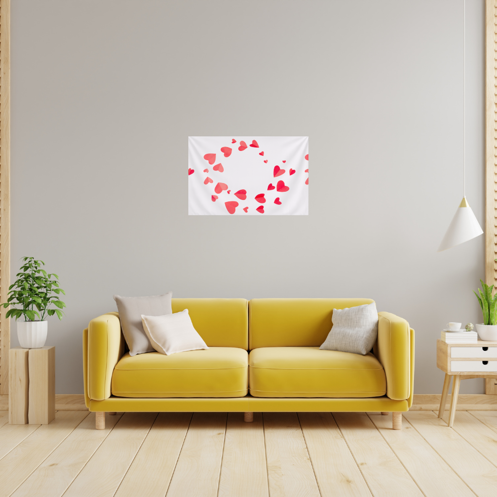 Red Hearts Frame Design Wall Tapestry