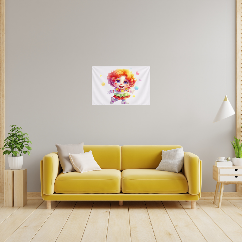 Cute Rainbow Hair Happy Clown Wall Tapestry