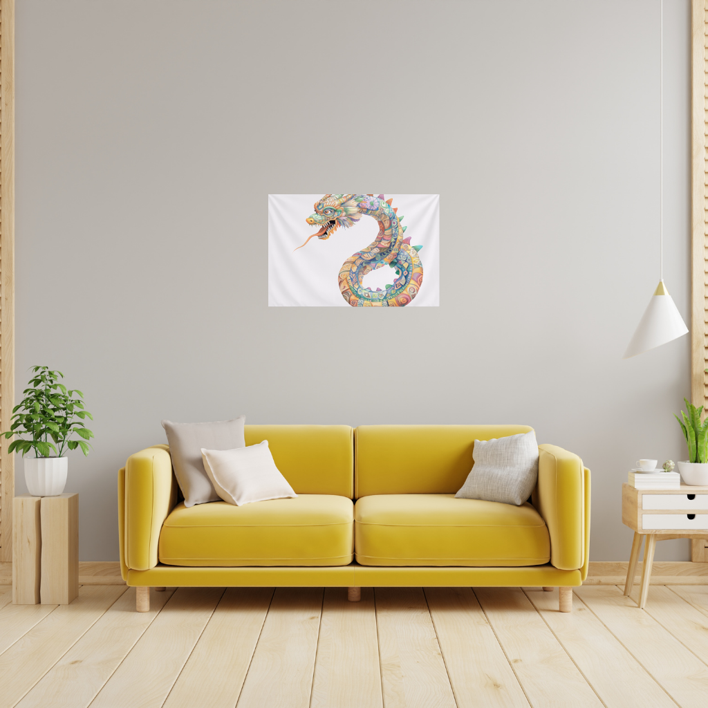 Colorful Mosaic Chinese Dragon Wall Tapestry