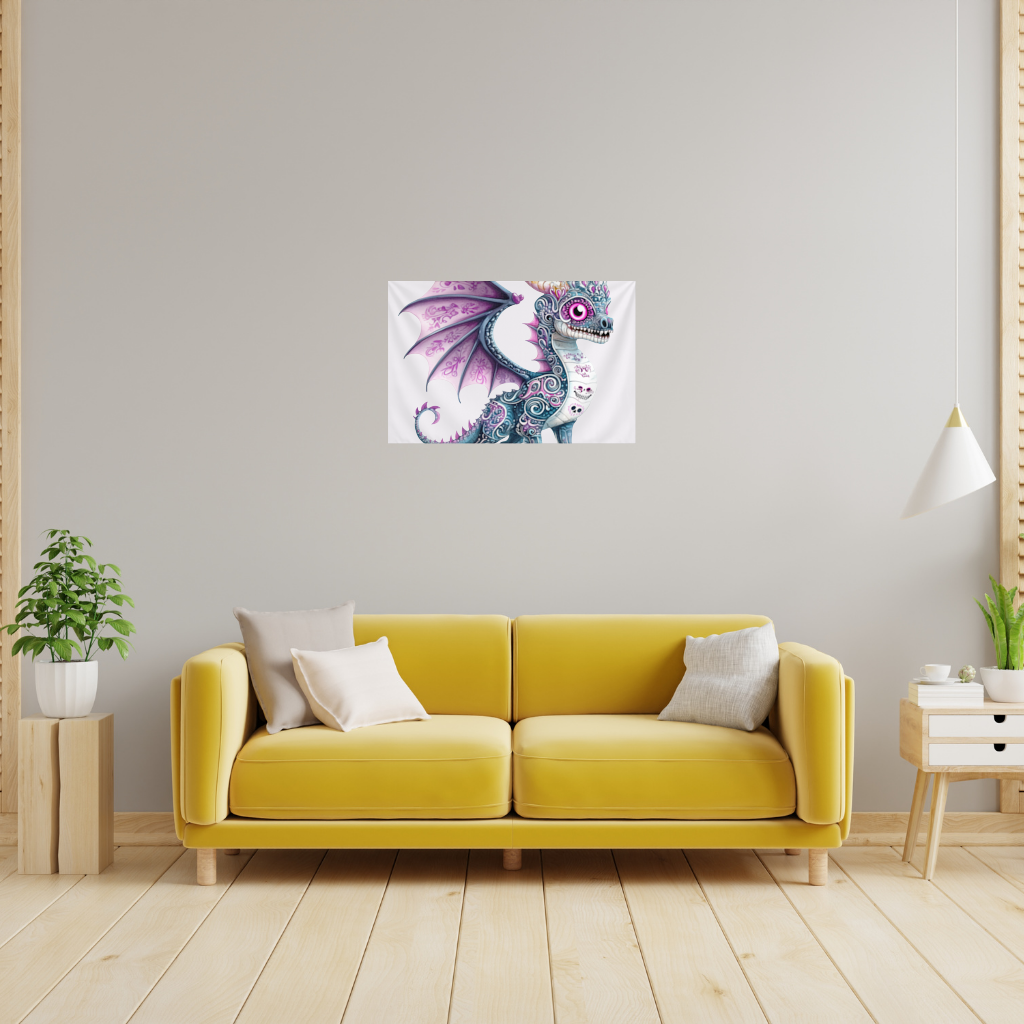 Purple Sugar Skull Dragon Wall Tapestry