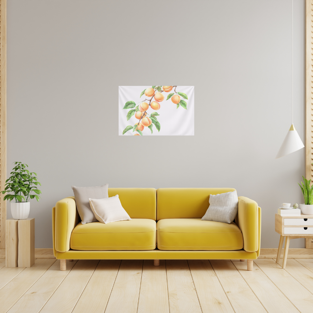 Ripe Orange Apricot Fruit Branch Wall Tapestry