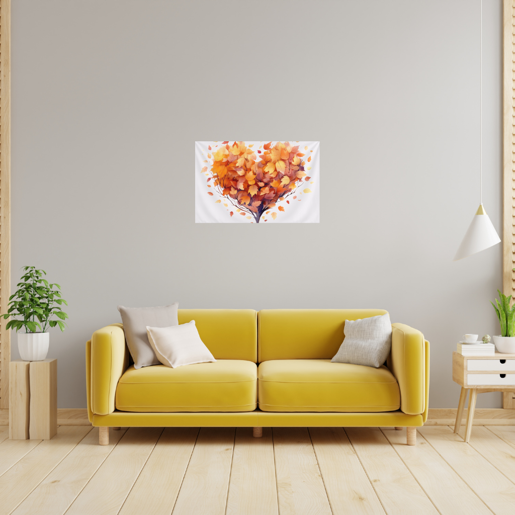 Autumn Leaf Heart Wall Tapestry