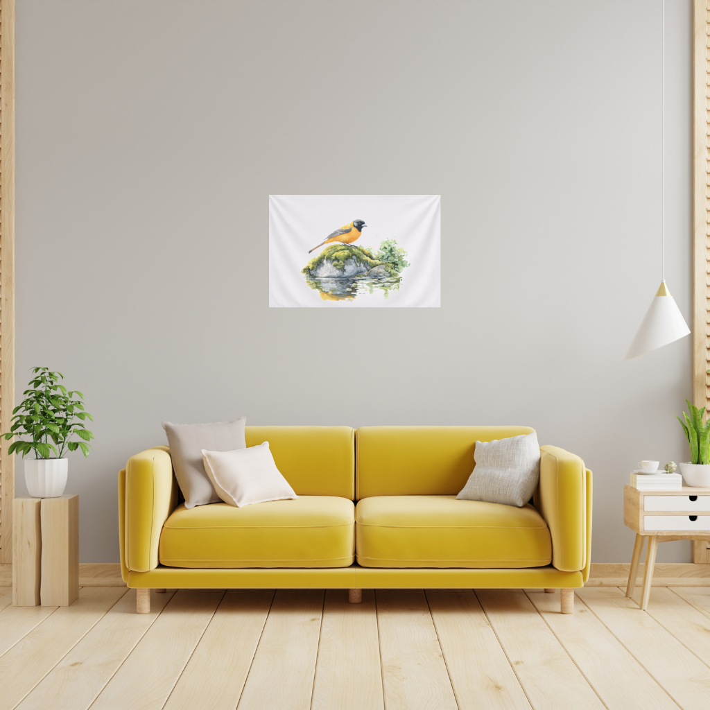 Orange Baltimore Oriole Bird Wall Tapestry