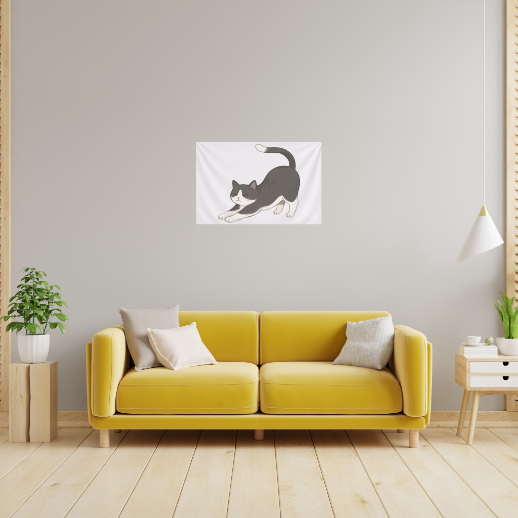 Esneyen Smokin Kedi Duvar Örtüsü