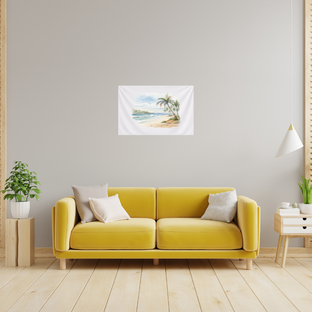Tropical Palm Tree Beach Wall Tapestry