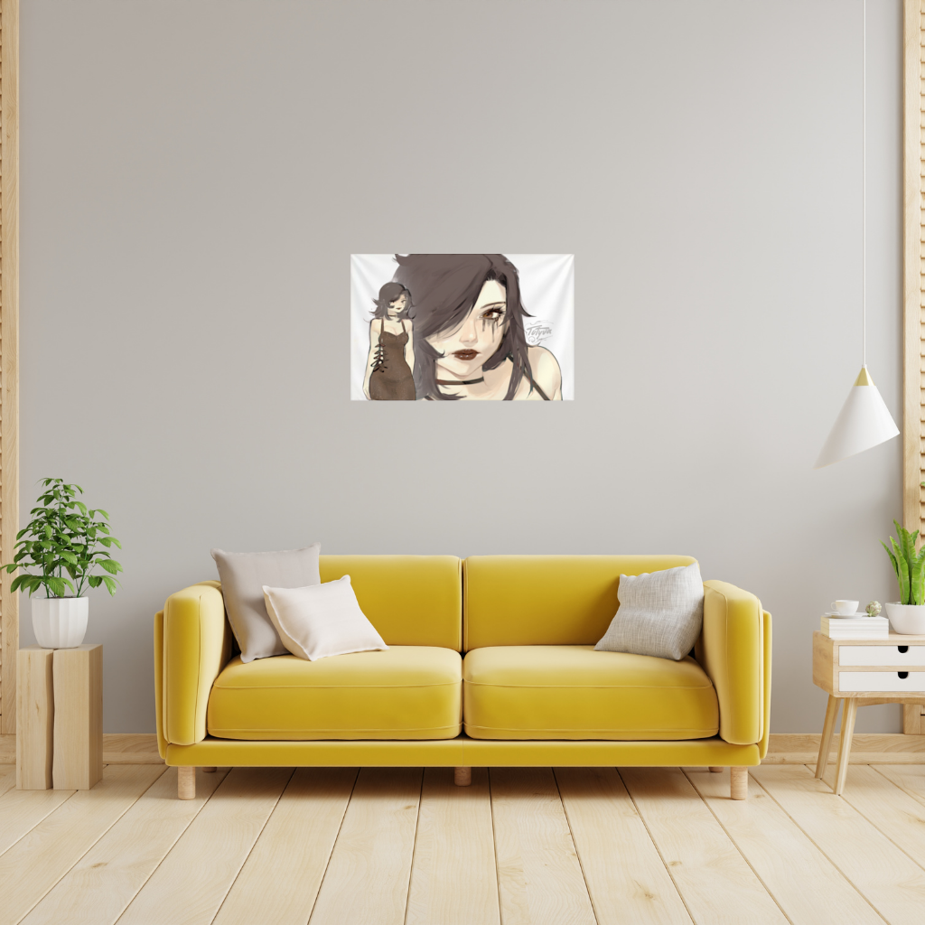 Goth Anime Girl Wall Tapestry