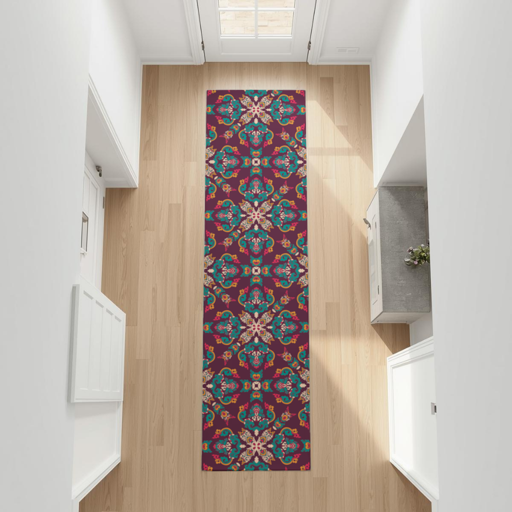 Colorful Ottoman Inspired Mandala Pattern Hallway & Entryway Rug