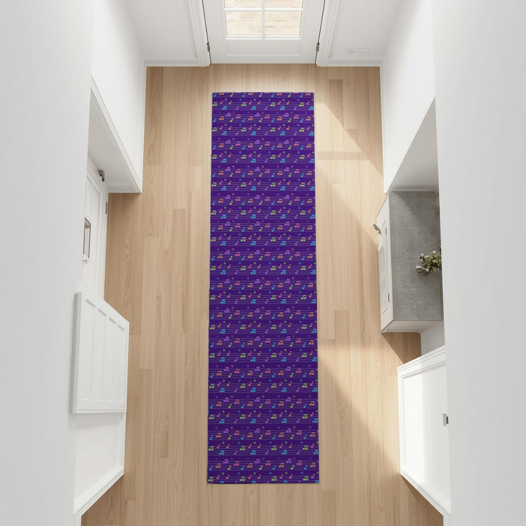 Colorful Music Notes and Modern Rhythm Seamless Pattern Hallway & Entryway Rug