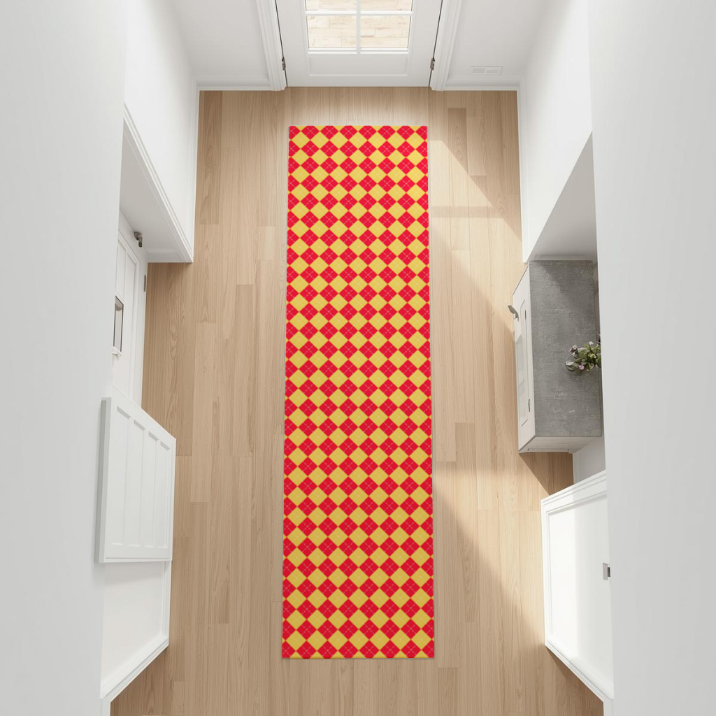 Red and Yellow Argyle Geometric Pattern Background 