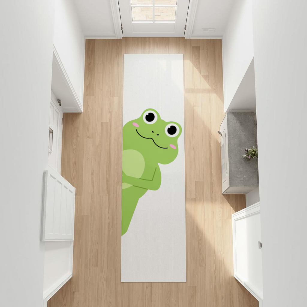 Cute Green Frog Peek-a-Boo Illustration 