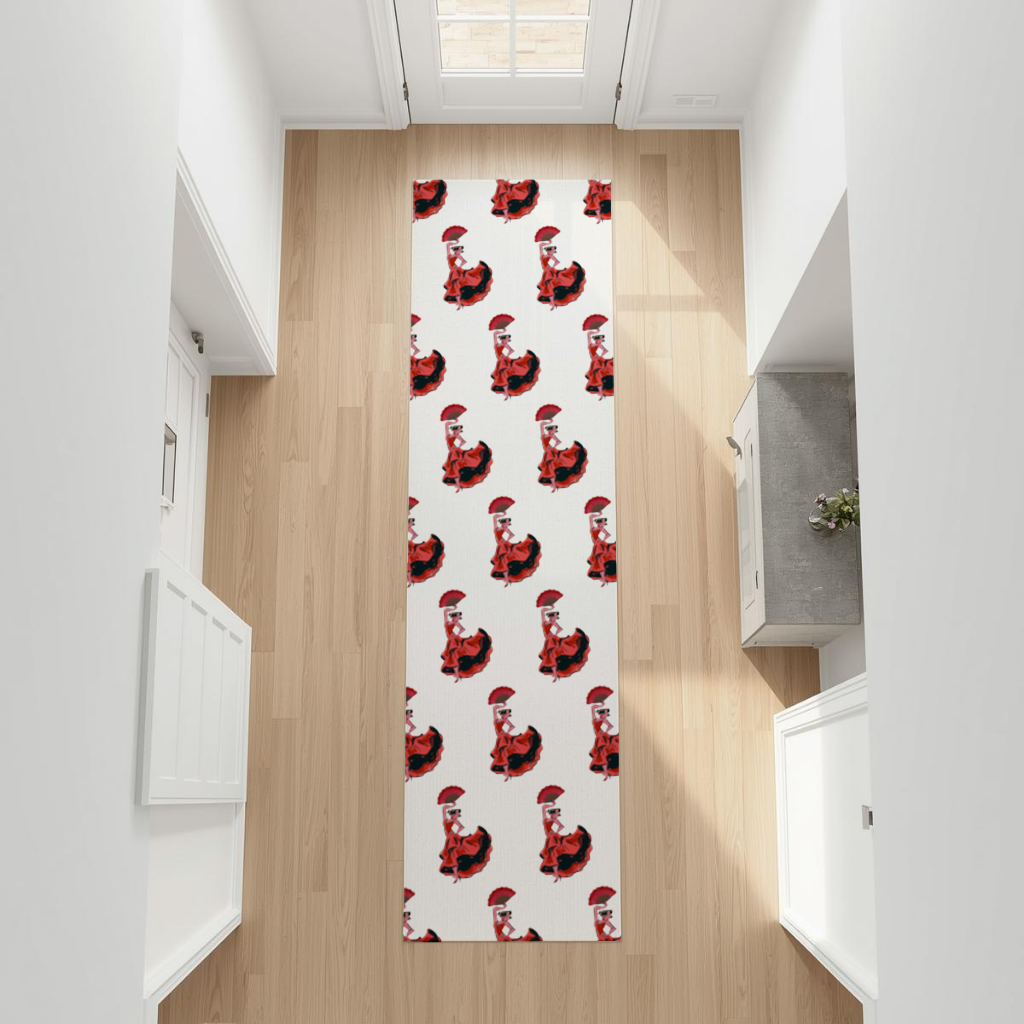 Flamenco Dancer with Fan Illustration Hallway & Entryway Rug