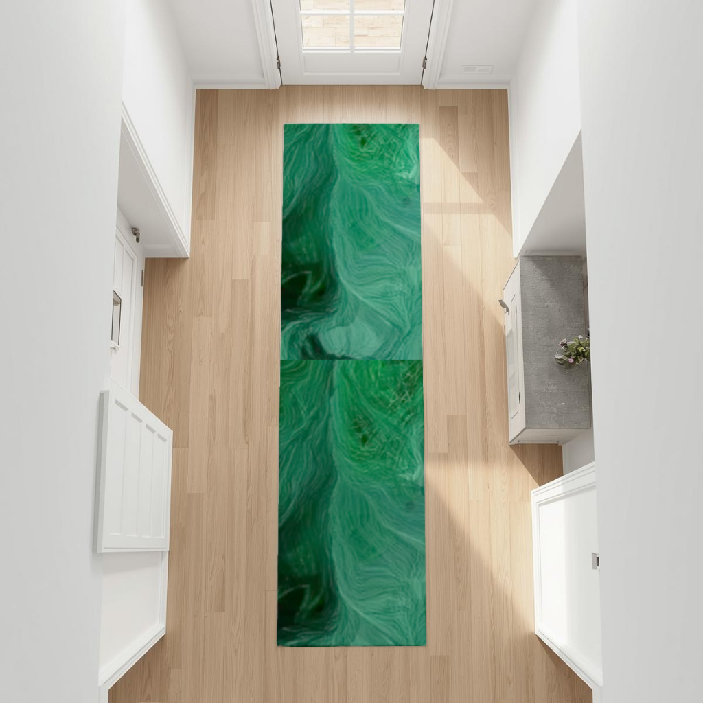 Black and green marbling Hallway & Entryway Rug