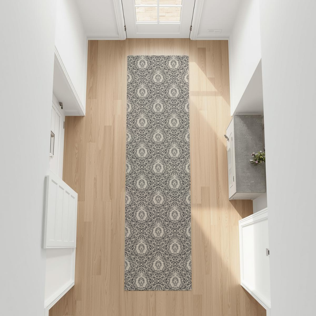 Classic Vintage Damask Floral Pattern Hallway & Entryway Rug