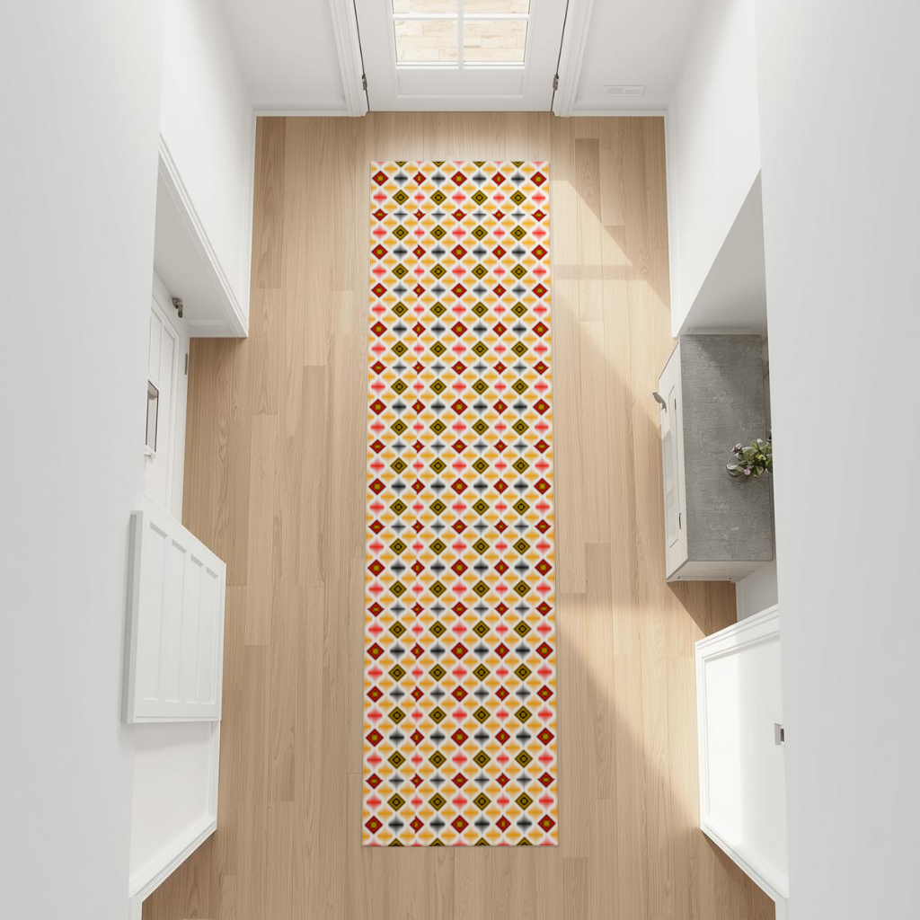 Vibrant Ethnic Geometric Motif Hallway & Entryway Rug