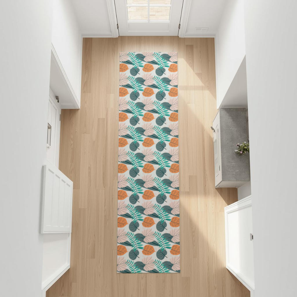 Modern Tropikal Yapraklar Antre ve Koridor Halısı