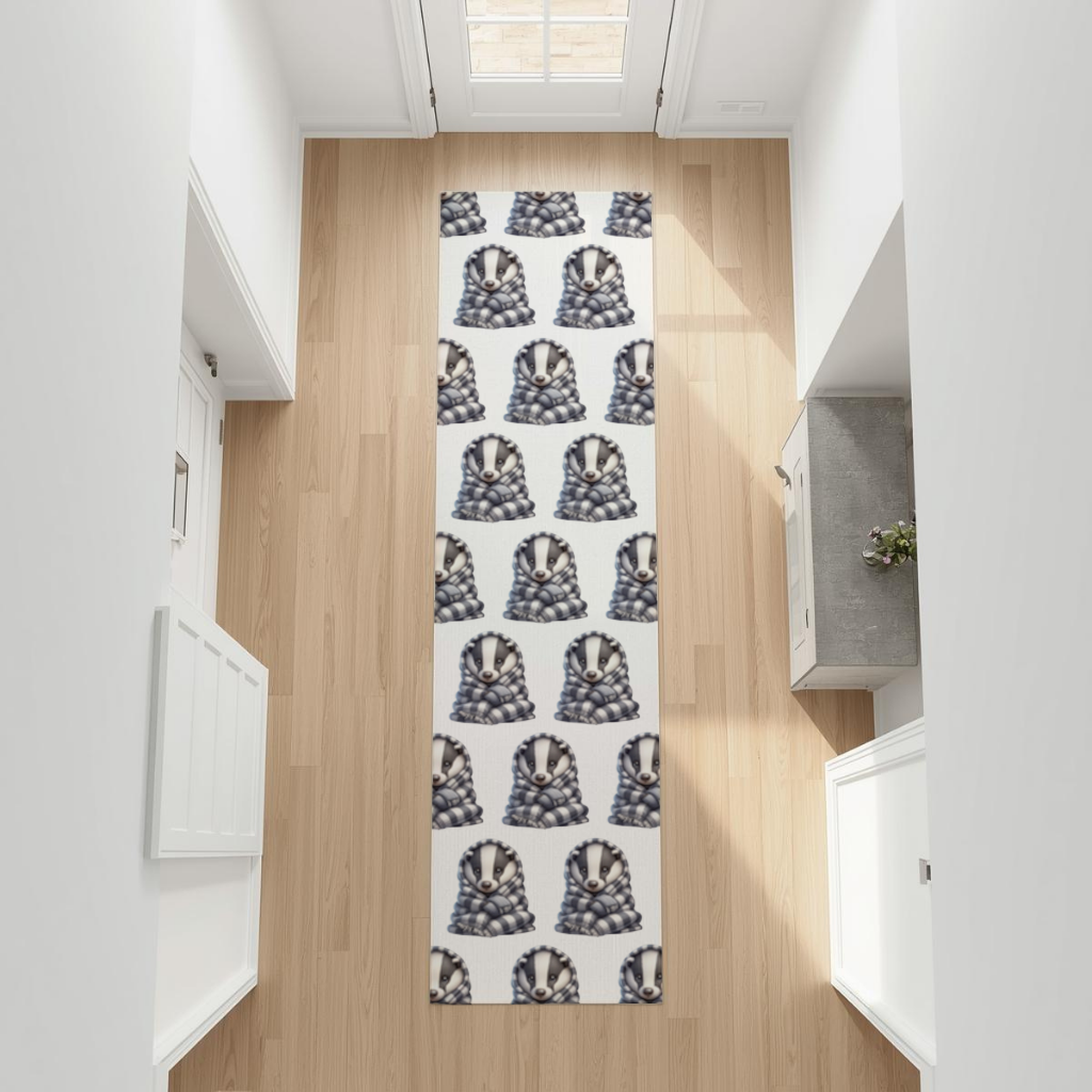 Cozy Baby Badger Wrapped in Blanket Hallway & Entryway Rug