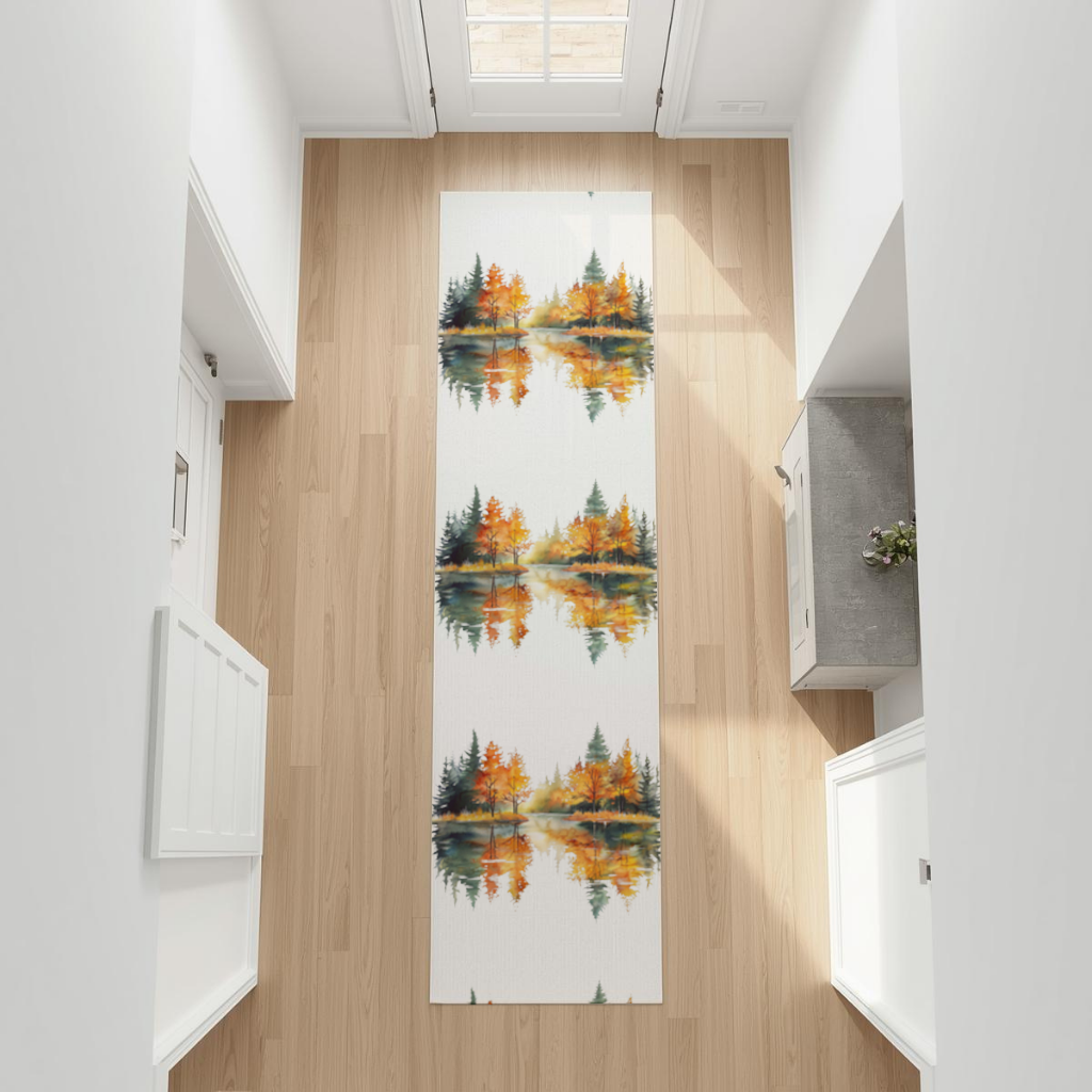 Autumn Forest Lake Reflection Hallway & Entryway Rug