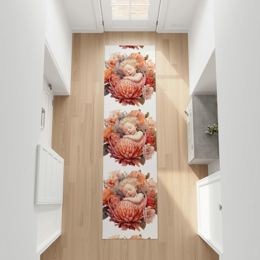 Ethereal Cottagecore Sleeping Baby Hallway & Entryway Rug