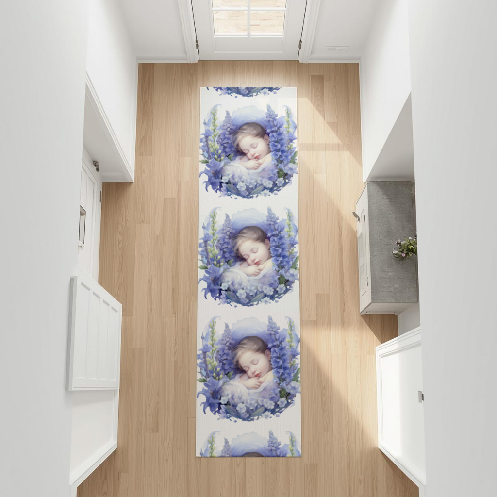 Sleeping Baby Blue Larkspur Hallway & Entryway Rug