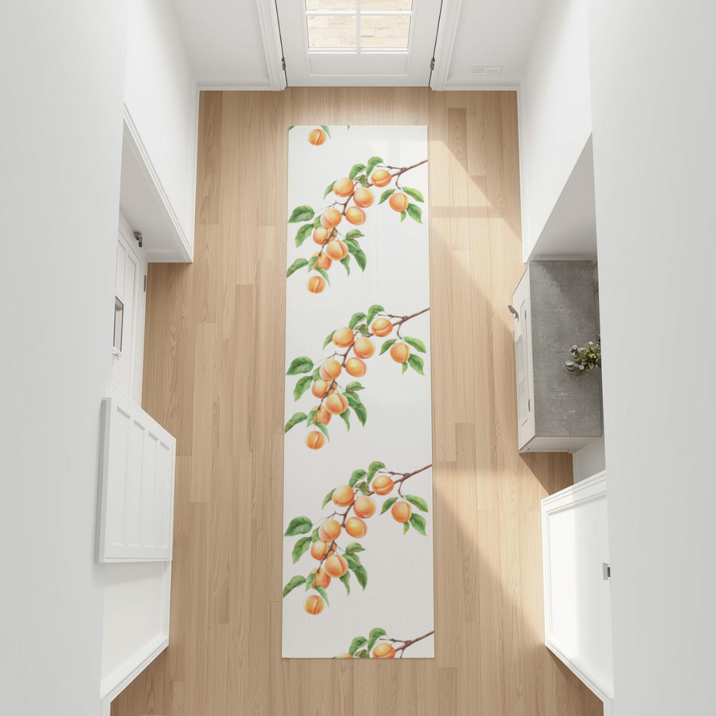 Ripe Orange Apricot Fruit Branch Hallway & Entryway Rug