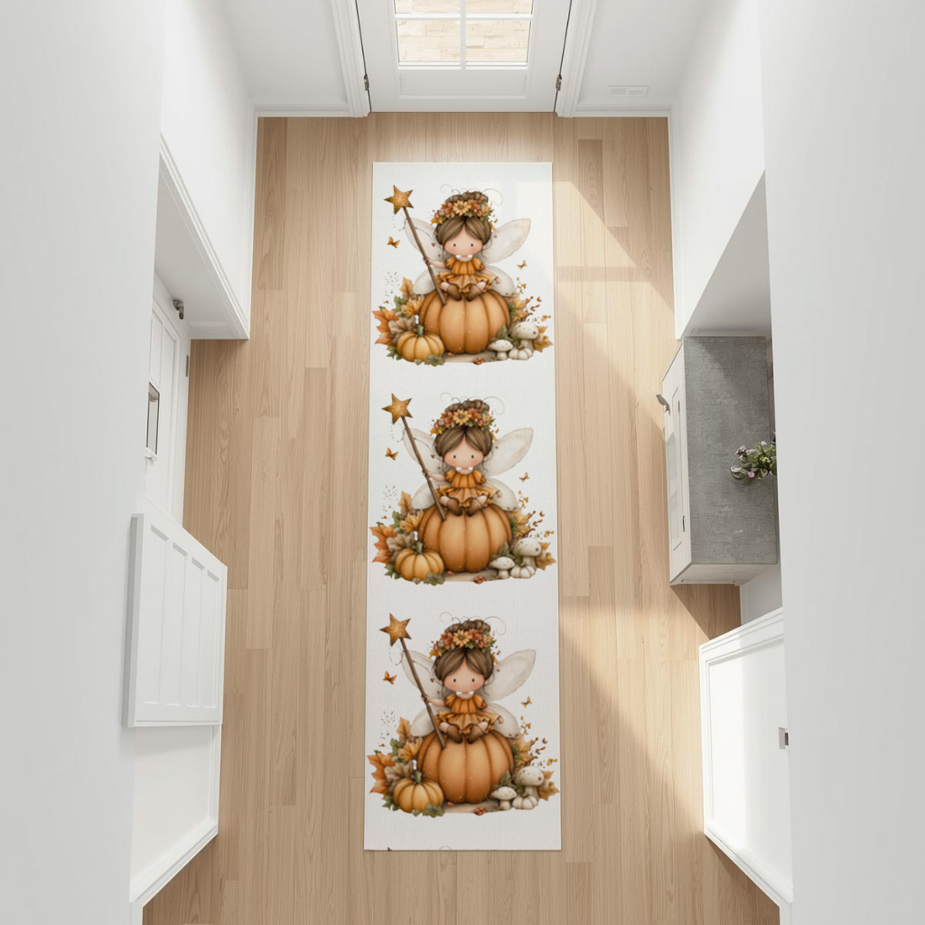 Whimsical Autumn Pumpkin Fairy Hallway & Entryway Rug